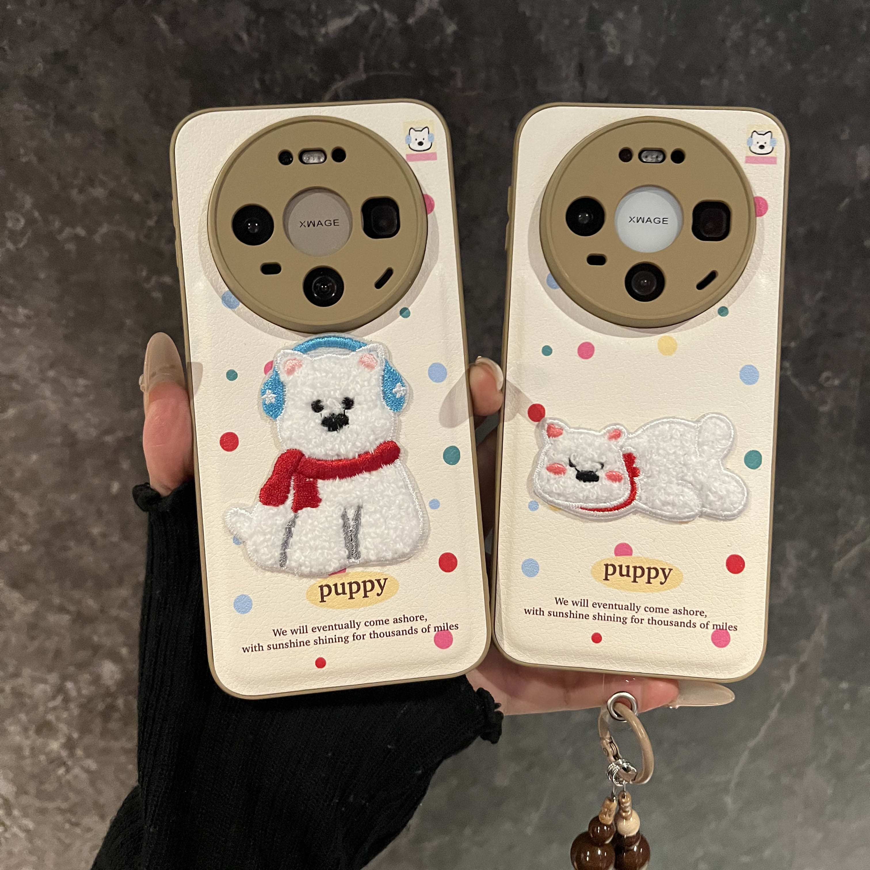 刺绣耳机狗适用华为mate80手机壳