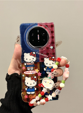 适用华为mateX5折叠屏手机壳新款mateX3可爱卡通拼接牛仔凯蒂猫mteX3典藏版锡纸纹MateX5典藏版防摔女款套