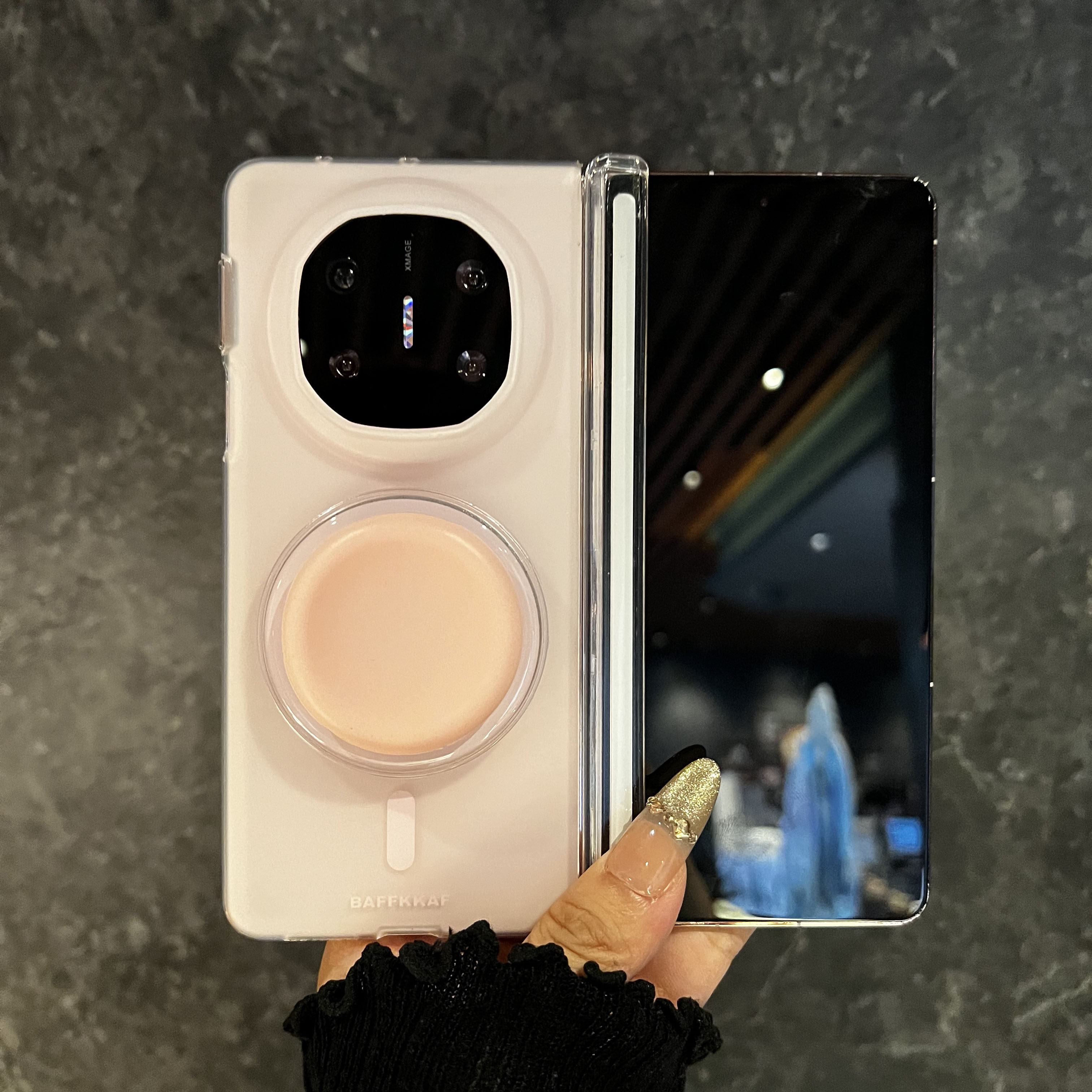 马卡龙磁吸圆形支架适用华为mateX7折叠屏手机壳MateX5典藏版x6翻盖简约双层纯色中轴磁吸保护防摔情侣男女款