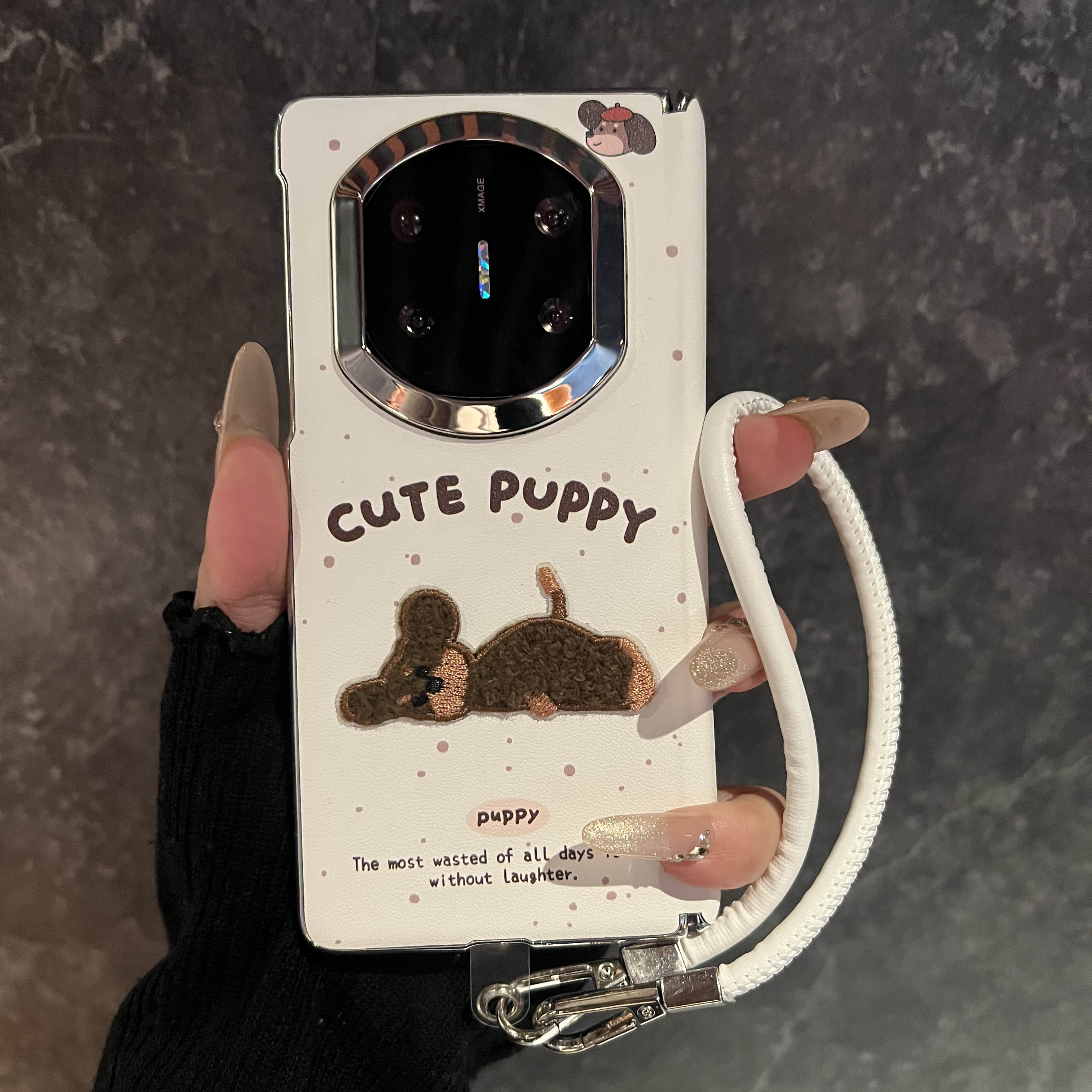 刺绣趴趴狗适用华为mateX7手机壳