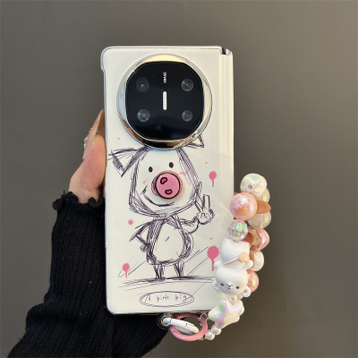 素描线条猪旋转立体猪华为手机壳