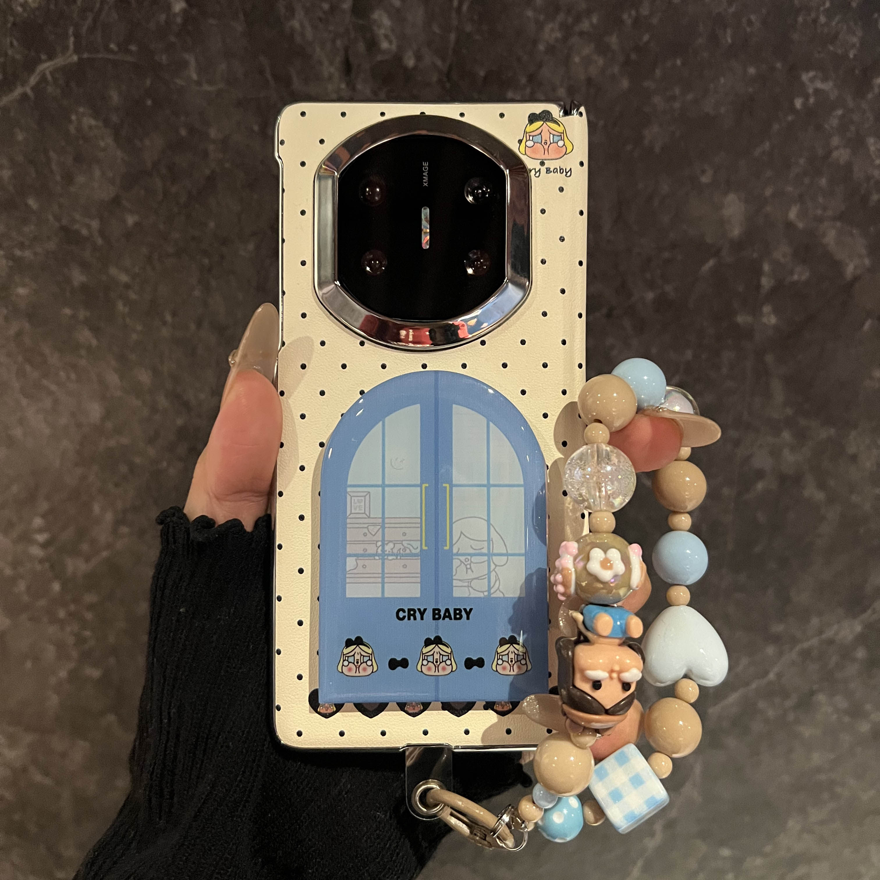 波点哭娃适用华为mateX7手机壳