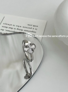 S925纯银幸运四叶草戒指简约