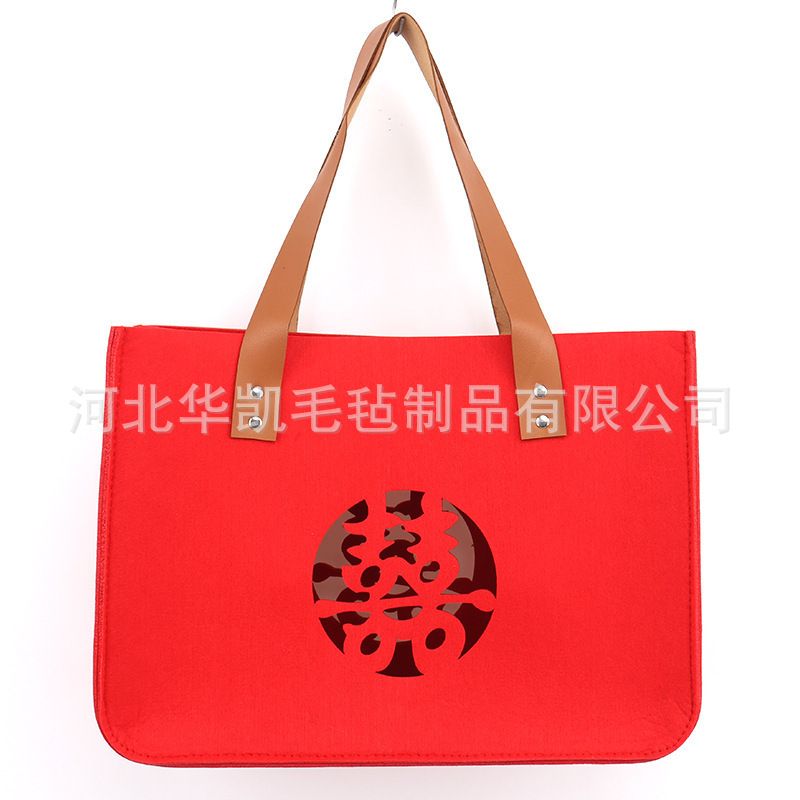 中秋毛毡礼品袋毛毡包中国风婚礼伴手礼结婚回礼盒手提袋女礼