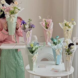 花盒抱抱桶花盒单支玫瑰花束包装盒资材diy插花袋鲜花手提袋