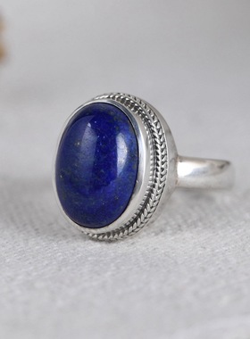 复古泰银青金石女戒13