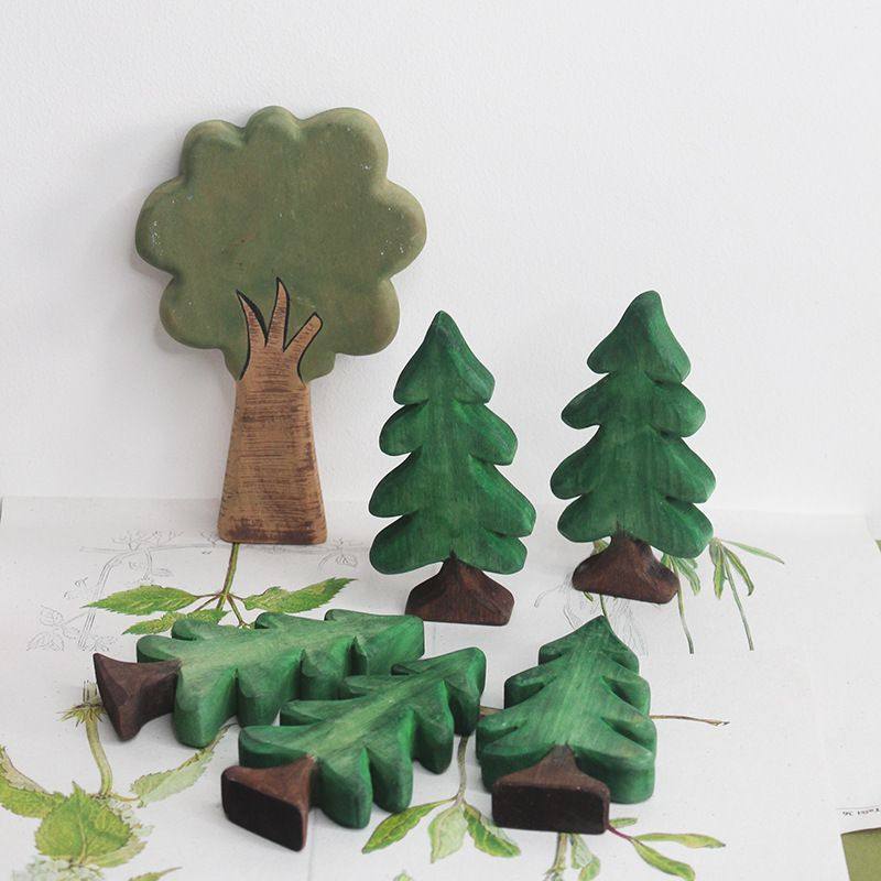 青木凡圣诞木质小松树摆件