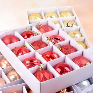 饰用品圣诞树装 6CM塑料电镀圣诞球圣诞装 饰 12个盒装 热卖