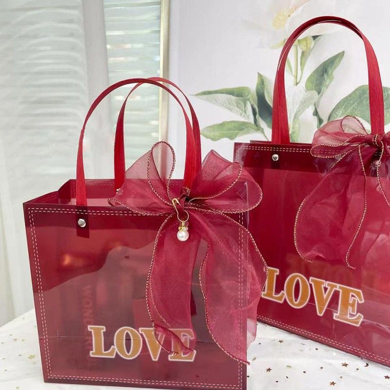 新款LOVE创意手提喜庆喜糖袋结婚回礼盒PVC礼品袋伴手礼礼盒空盒