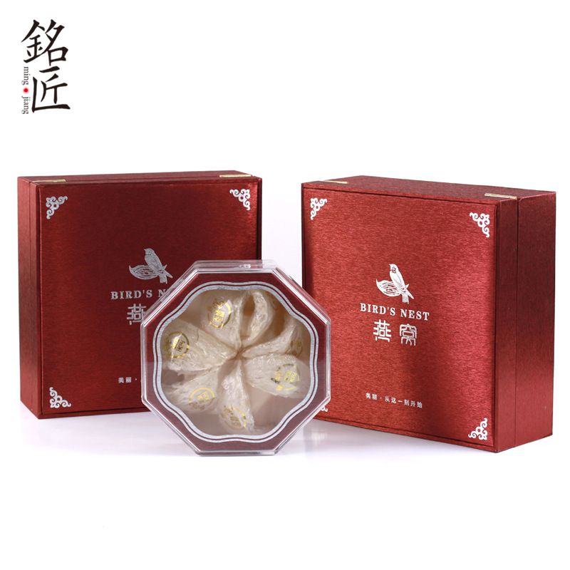 高档燕窝礼品盒丝绸面八角空盒5