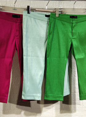 RMEO浪漫一身夏季休闲七分裤清凉冰丝女裤直筒低腰休闲裤百搭气质