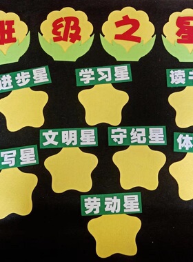 幼儿园小学奖励进步星黑板报墙贴