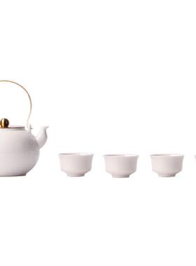 创艺意新中IDZ式壶禅意红摆色白色陶瓷提梁茶具桌面组合茶室套装