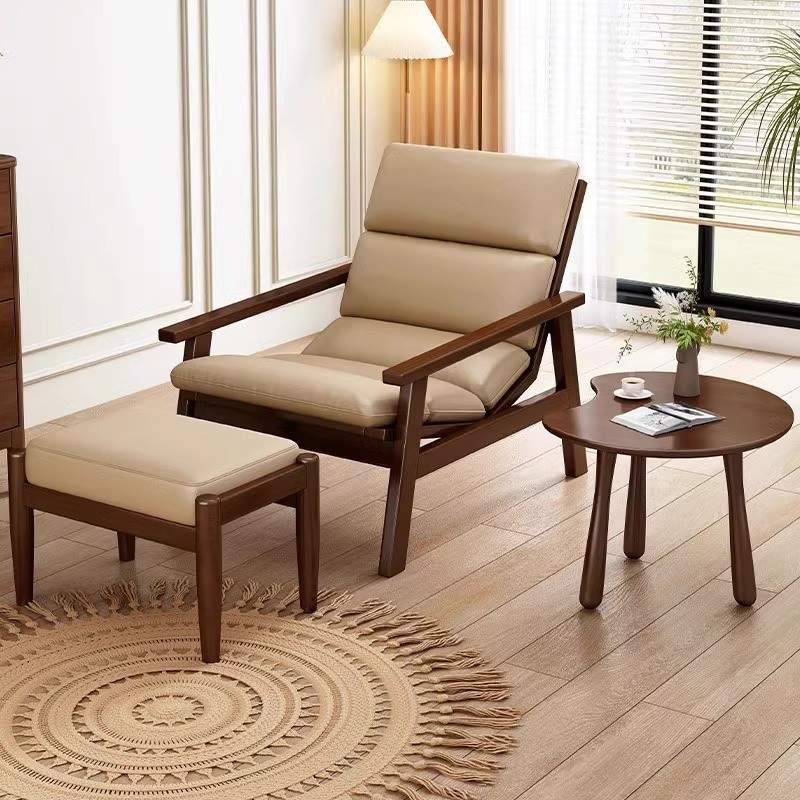北欧实木单人沙发椅设计师单椅客厅简约阳台休闲椅子卧室懒人沙发