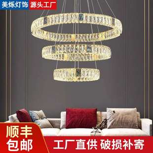 别墅挑空客厅灯主灯意式极简水晶吊灯感奢华大气餐厅灯具