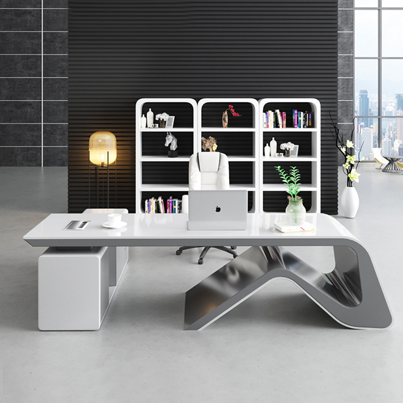时尚办公家具烤漆老板桌白色总裁桌经理桌主管桌大班台主管办公桌