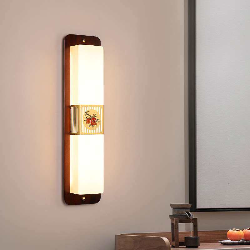 新中式乌金实木壁灯客厅电视背景墙灯现代简约卧室床头过道走廊灯