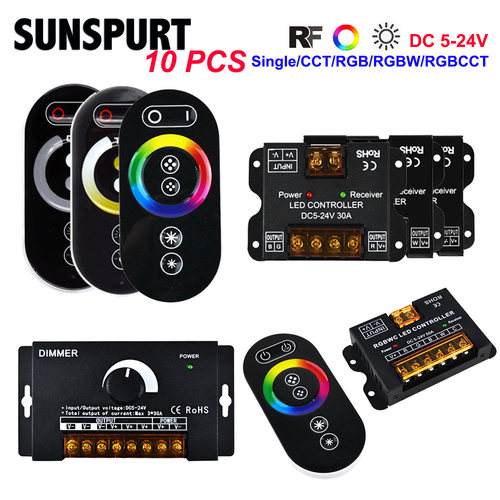 6键RF铁壳触摸RGB+CCT控制器RGBWC五合一灯带RGBWW调光单双色七彩