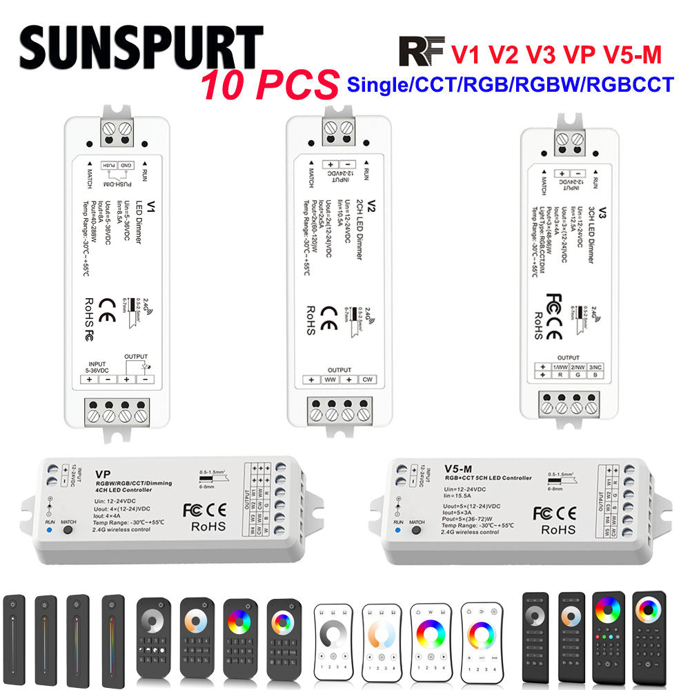 RGBW/RGB/色温/单色四路恒压LED灯带2.4G调光控制器PWM可选频率VP
