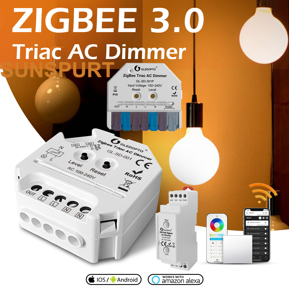 ZigBee+2.4G+PUSH切相可控硅调光Matter涂鸦WLED 5合1RGBCW控制器