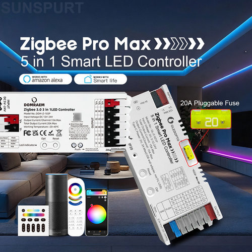 导轨五合一灯条控制器RGB RGBW CCT 单色2.4G灯带调光器ZIGBEE3.0