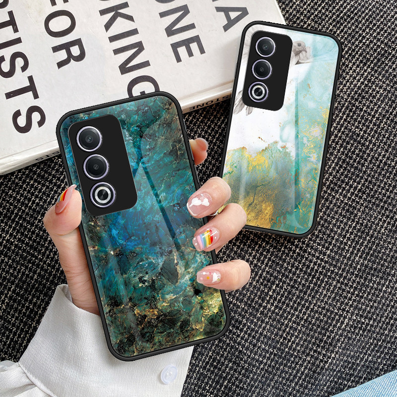 适用oppoa3pro手机壳新款大理石彩绘玻璃壳CPH2639硅胶保护套Oppo A3 Pro印度版时尚男女por全包防摔外壳case