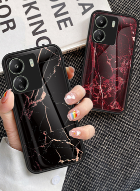 适用小米pococ65手机壳新款玻璃壳Xiaomi硅胶保护套MIU全包防摔poco65软外壳case彩绘大理石纹PocoC65男女C65