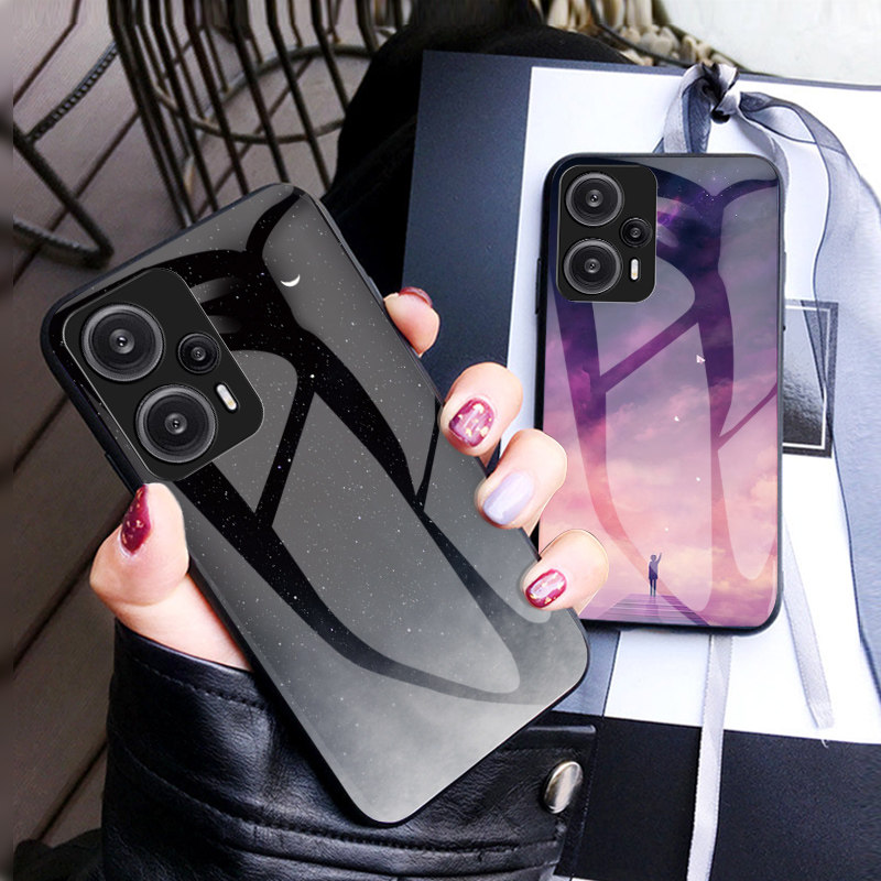 适用小米pocof5手机壳创意星空彩绘玻璃Poco F5硅胶保护套xiaomi全包防摔pocof55g潮牌个性男女款mi米f五外壳