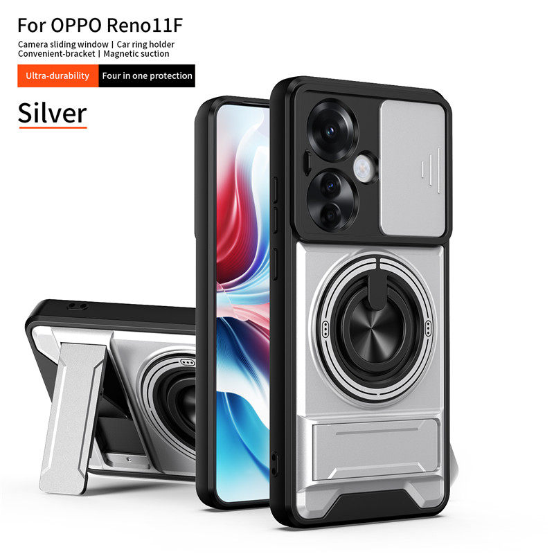 适用于OPPO Reno11F手机壳带镜头盖推窗opporeno11f保护套气囊防摔CPH2603外壳rono全包海外版5G香港国际支架