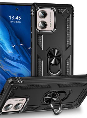 适用摩托罗拉X40手机壳全包气囊四角防摔moto x40硅胶保护套MotoX40商务男款磨砂软外壳XT2301-5磁吸车载指环