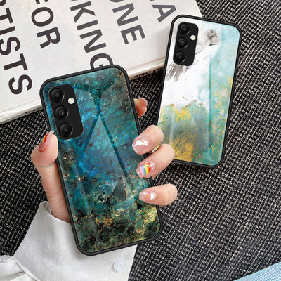 适用三星A56手机壳彩绘玻璃galaxya56保护套大理石纹SM-A566B外壳case海外版5g男女新款galaxy全包防摔港5660