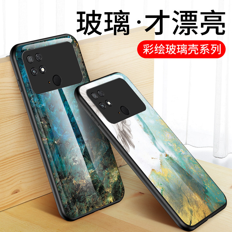 适用小米pococ40手机壳poco c40全包防摔pocp硅胶保护套xiaomi男女大理石mi米c4o玻璃彩绘新品p0c0潮牌软外壳