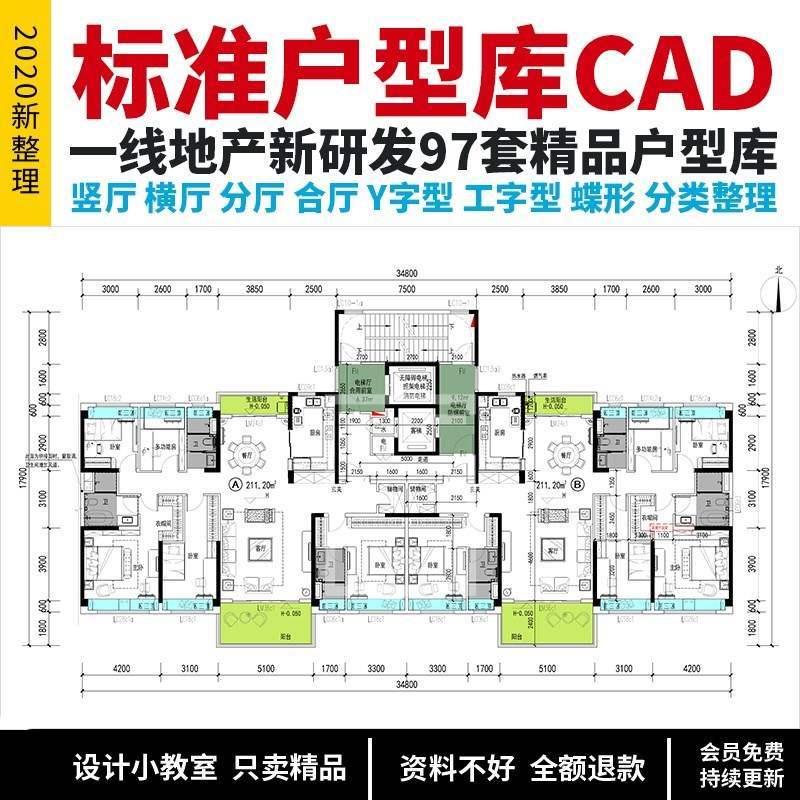 消防新规后标准户型库CAD核心筒高层洋房住宅建筑规划施工素材