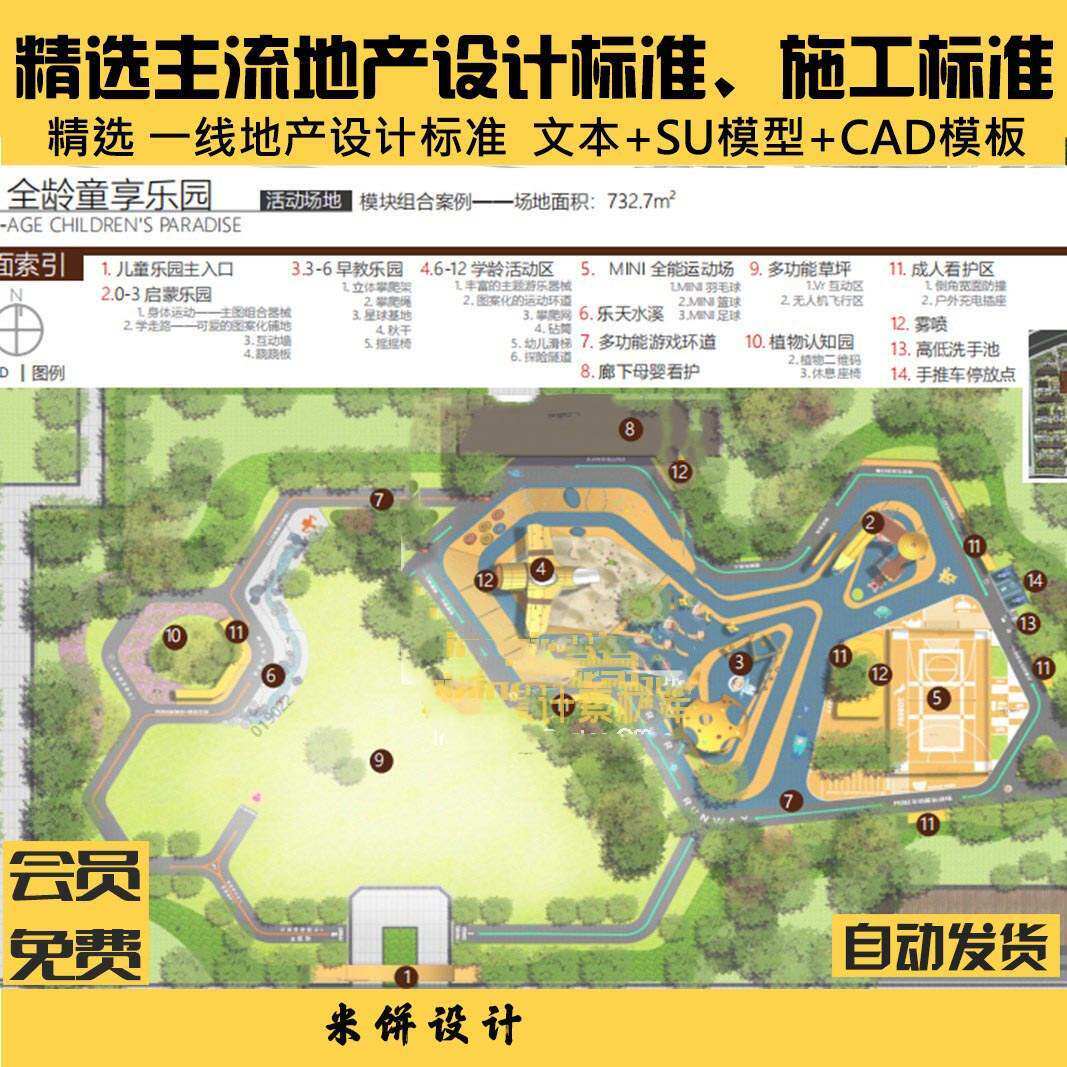 知名地产景观设计标准化CAD模板SU模型及施工艺做法成果设计素材