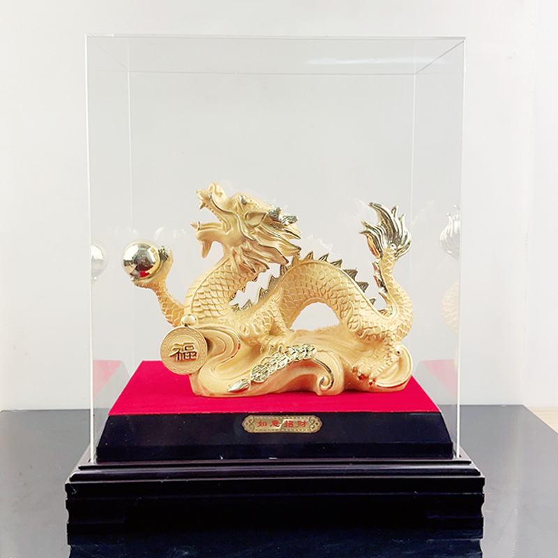绒沙金祥龙摆件如意招财青