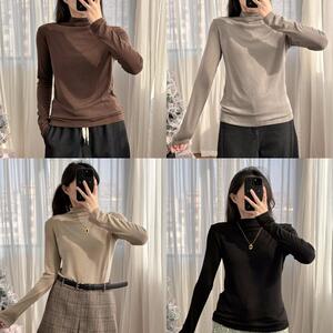 肌底衣天丝桑蚕丝自发热针织衫弹力半高领美拉德穿搭黑色打底衫女