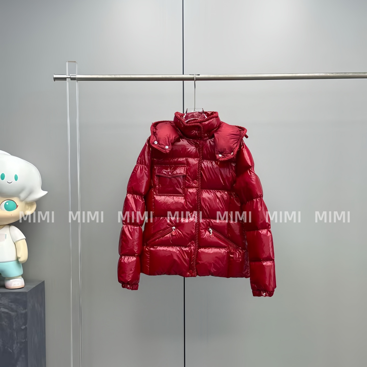 油蜡皮收腰安其拉红色盟K羽绒服