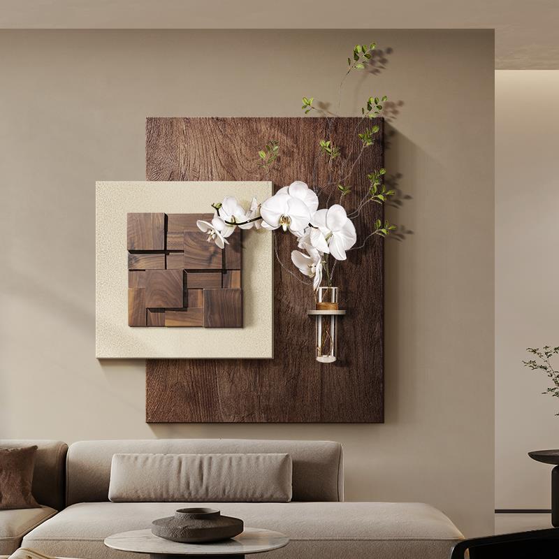 立体实木客厅装饰画沙发背景墙水培绿植高级感进门入户挂画玄关画