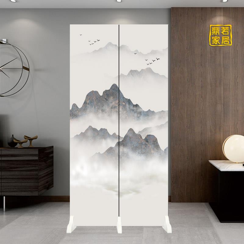 现代简约山水小户型进门隔断客厅卫生间折叠移动简易遮挡板小屏风