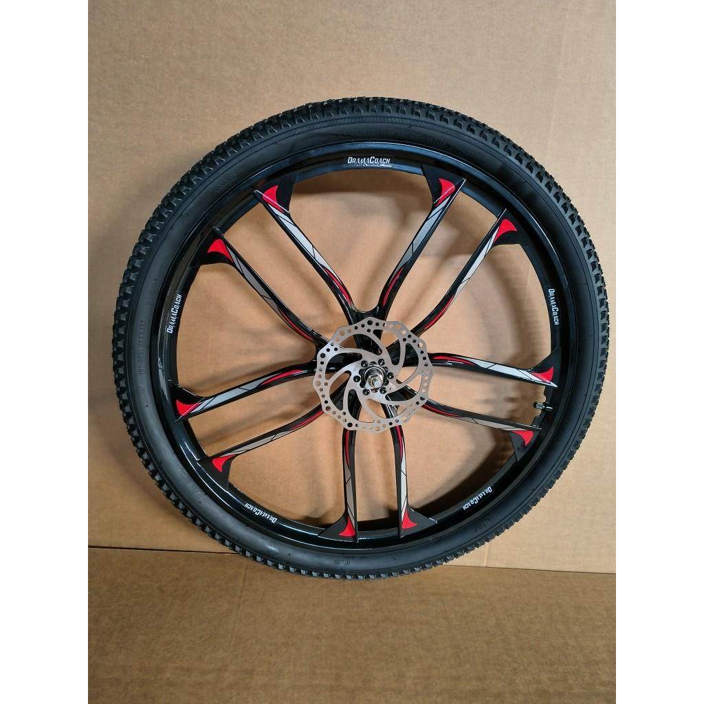 24寸26寸轴承镁合金一体轮十刀三刀六刀山地车轮组车轱辘内外轮胎