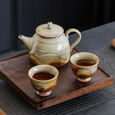 新款窑变柴烧泡茶壶配双杯复古单壶家用会客精品高档陶瓷茶壶单壶