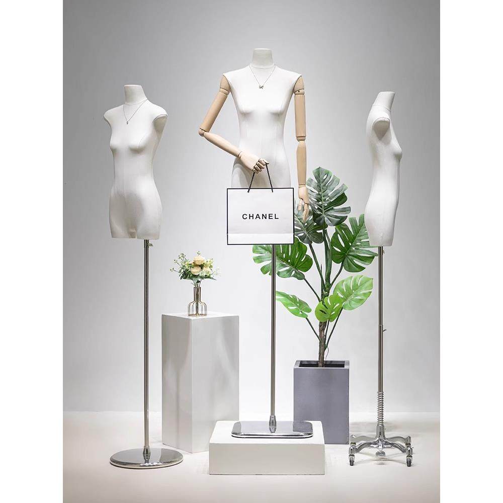 扁身平胸模特展示架女装橱窗道具服装店半身人台挂件手全身人偶