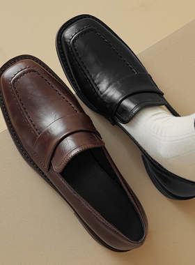 Dale黛迩~大码女鞋41—43 方头平底学院风巨软小皮鞋休闲百搭单鞋