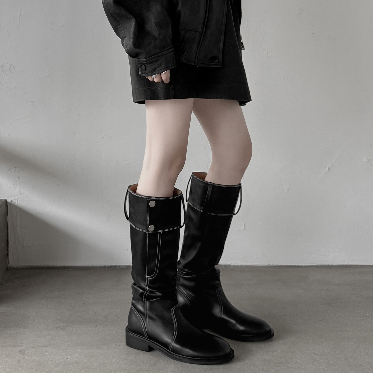 Dale黛迩谁穿谁飒显瘦褶皱堆堆靴