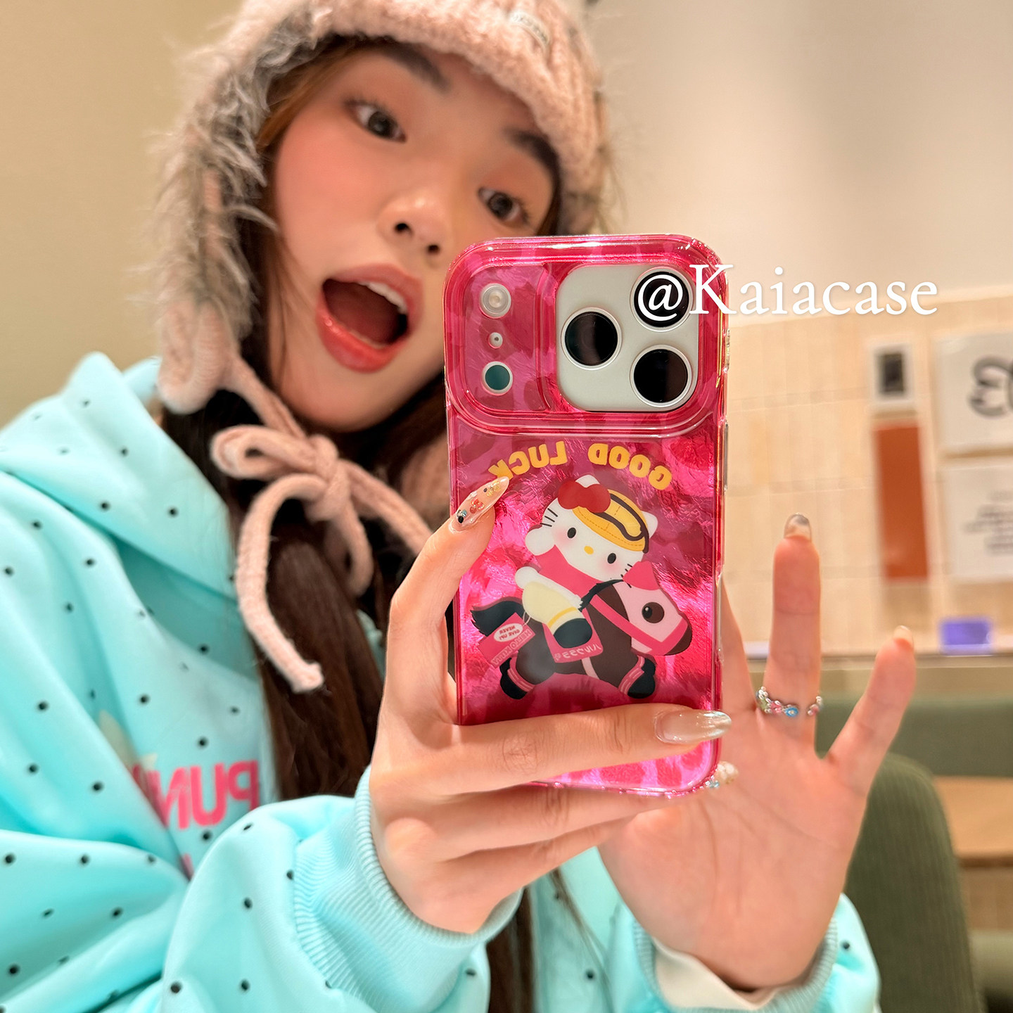 kaia 少女心玫粉哈喽kt凯蒂猫骑马适用苹果17promax手机壳iphone16pro新款13女14pro创意15pro全包防摔手机套,3C数码配件,手机保护套/壳,淘宝优惠券,粉丝福利购,淘宝优惠卷