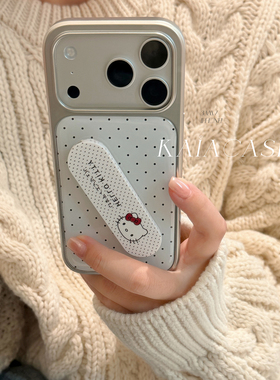 kaia韩风ins黑波点哈喽kt凯蒂猫适用苹果17promax手机壳iphone16pro新款15女14pro带支架15pro全包防摔手机套