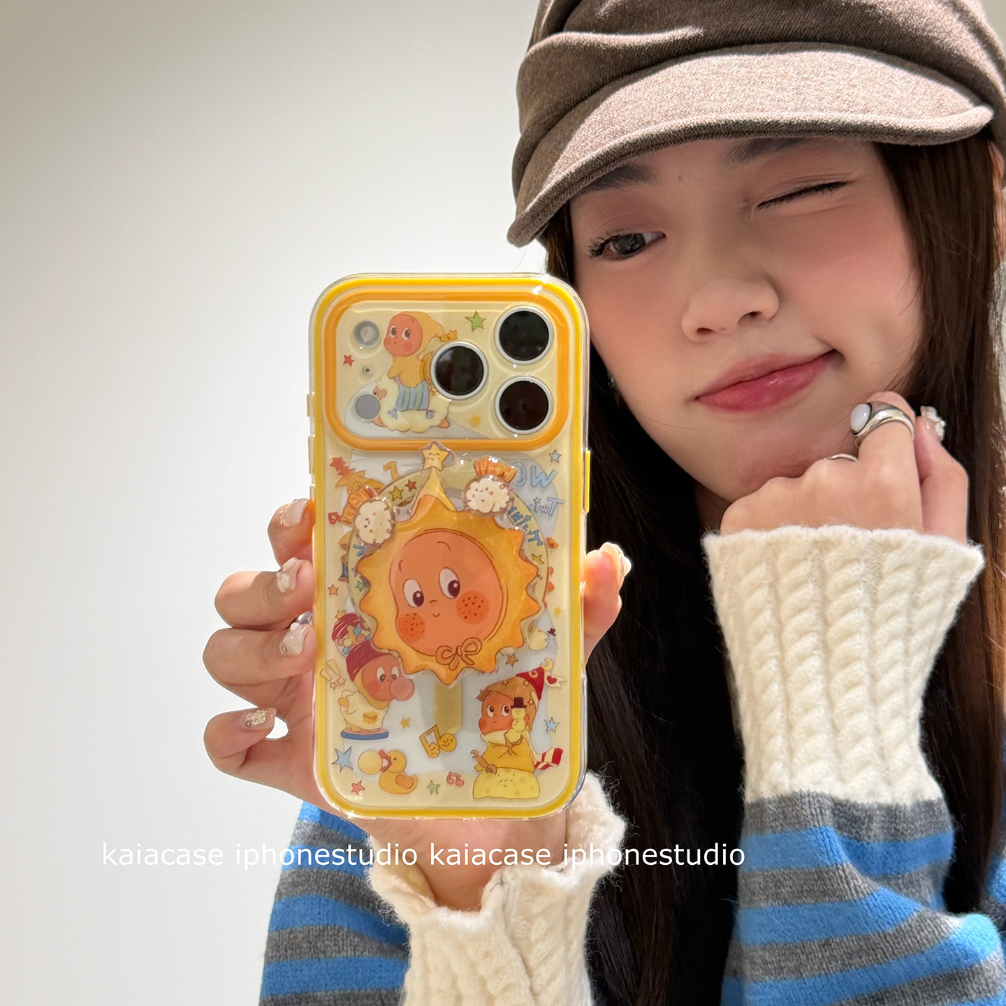 kaia 可爱卡通太阳星星小人适用苹果17promax手机壳ip