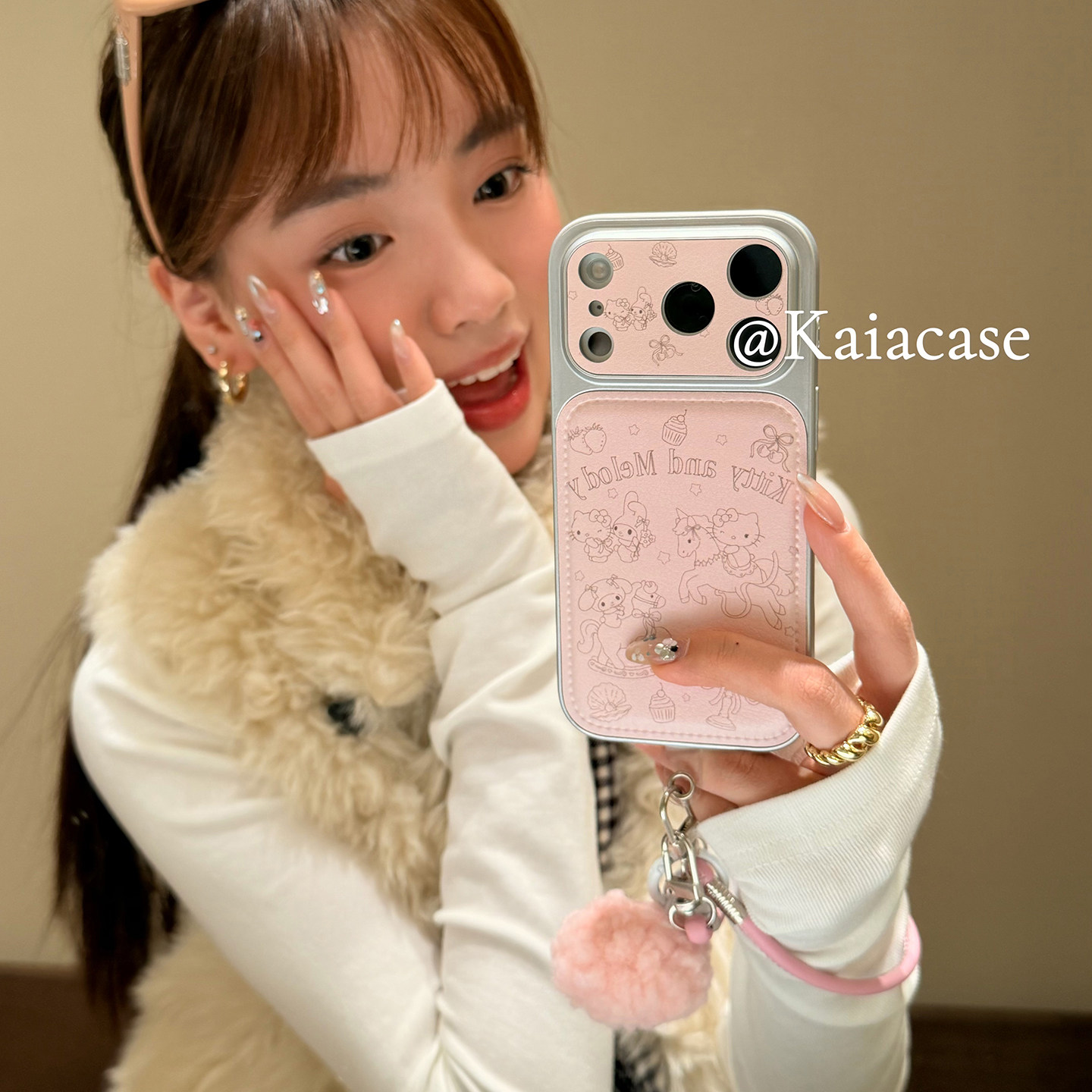 kaia卡通ins哈喽kt美乐蒂骑马适用苹果17promax手机壳iphone16pro新款17女14pro毛球挂绳15pro全包防摔手机套,3C数码配件,手机保护套/壳,淘宝优惠券,粉丝福利购,淘宝优惠卷