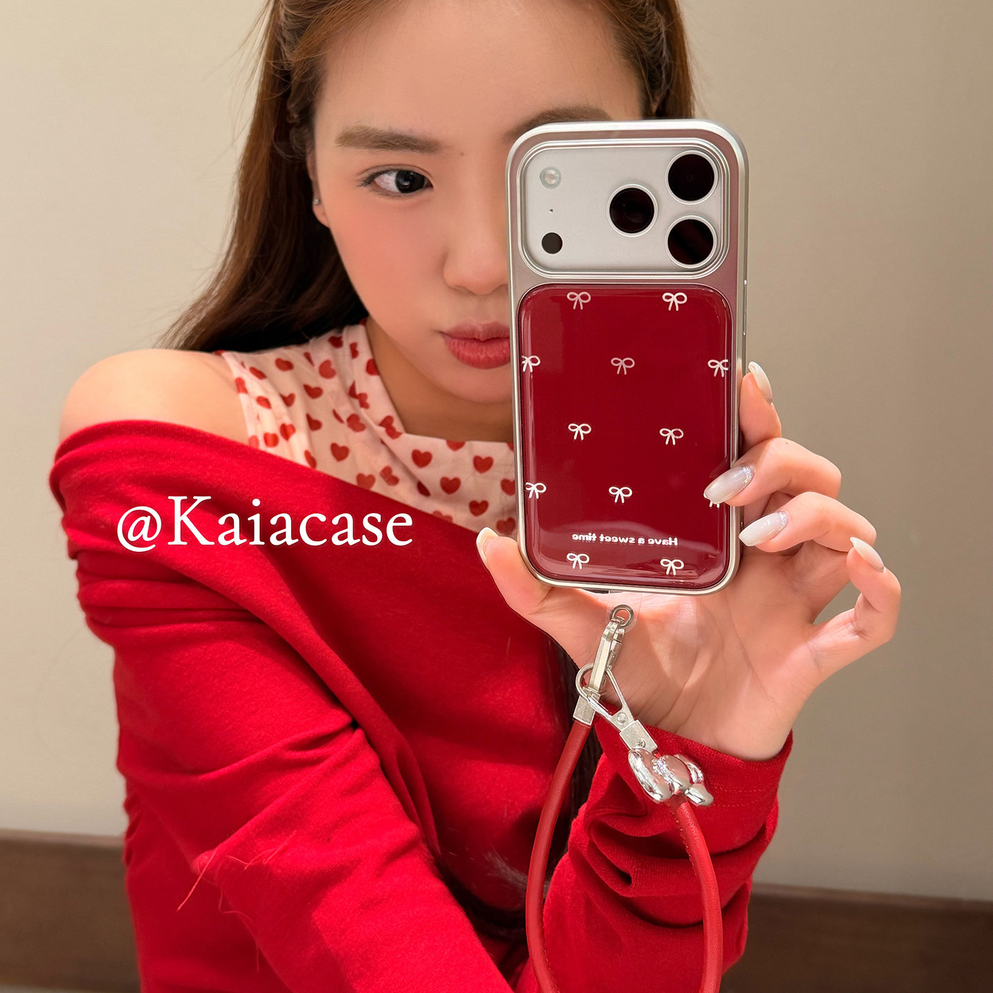 kaia 新年ins酒红色简约蝴蝶结适用苹果17promax手机壳iphone16pro新款13女14pro带挂绳15pro滴胶防摔手机套,3C数码配件,手机保护套/壳,淘宝优惠券,粉丝福利购,淘宝优惠卷