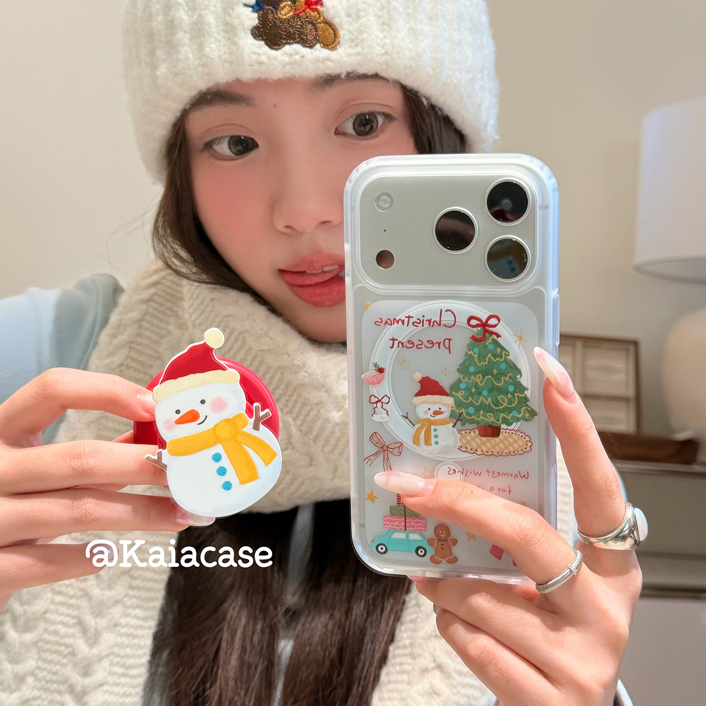 kaia 秋冬款圣诞卡通围巾雪人适用苹果17promax手机壳iphone16pro新款13女14pro磁吸支架15pro磨砂防摔手机套,3C数码配件,手机保护套/壳,淘宝优惠券,粉丝福利购,淘宝优惠卷